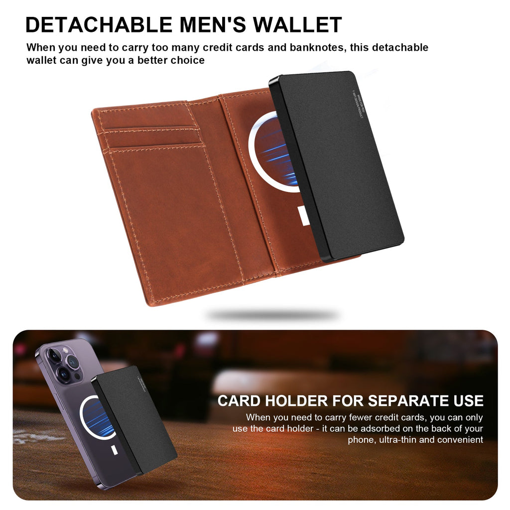 TOYFID Aluminum Alloy Wallet With Genuine Leather Cover Men's Billfolds