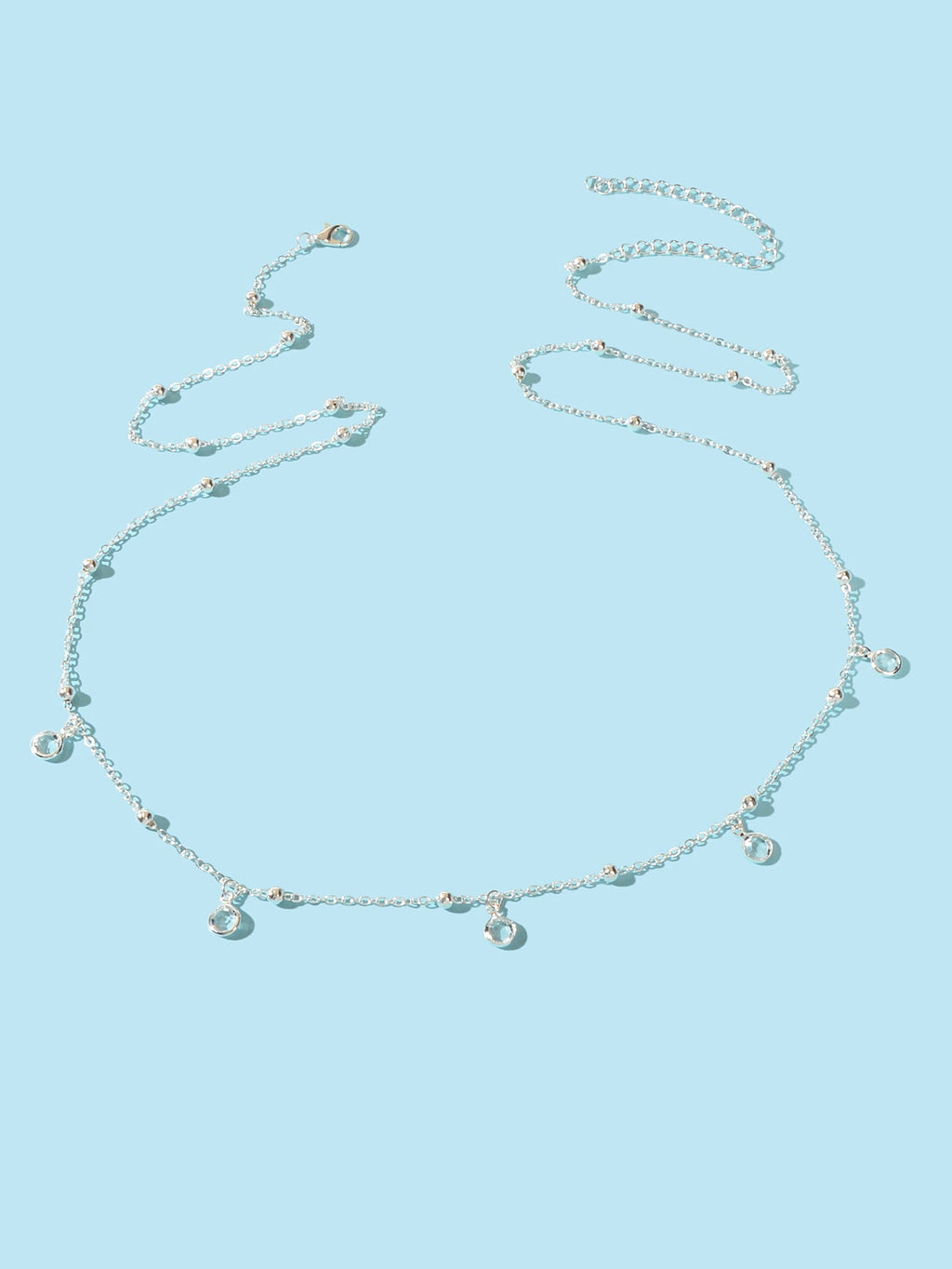 Minimalist Beach Bikini Silver Body Chain Beads Charms Sexy Belly Waist Chain