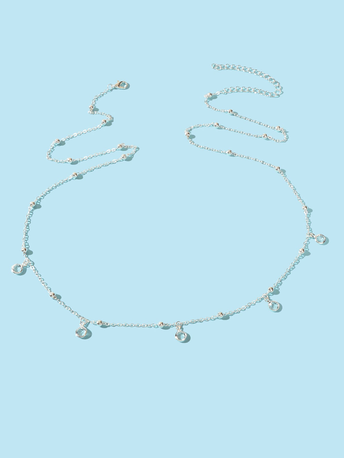 Minimalist Beach Bikini Silver Body Chain Beads Charms Sexy Belly Waist Chain